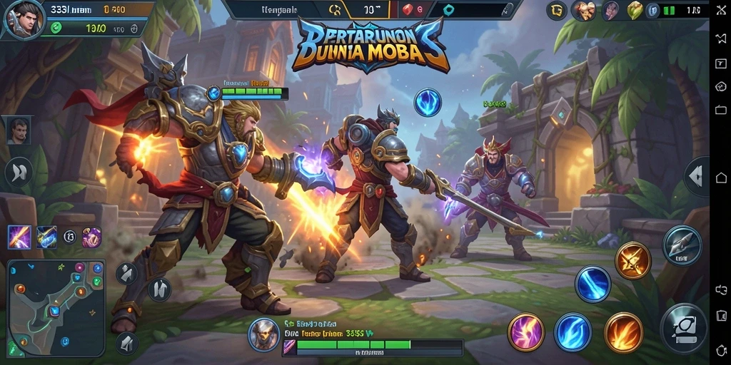 Tampilan seru gameplay 333I dengan aksi MOBA yang mendebarkan.