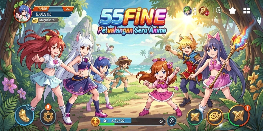 Tampilan menarik dan dinamis dari gameplay Anime 55FIVE.