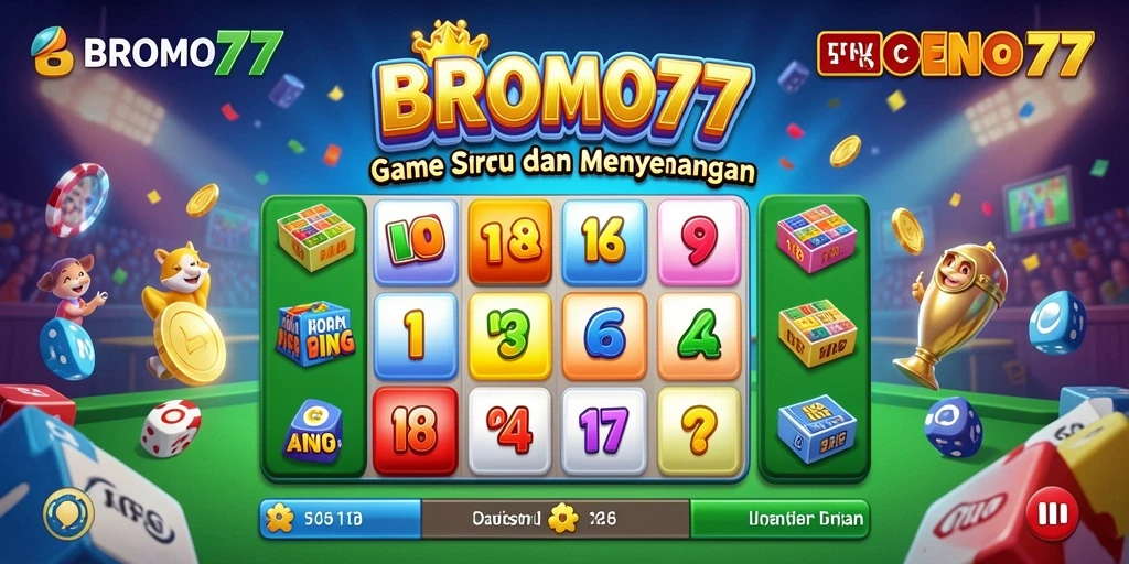 Tampilan gameplay seru dalam BROMO77 yang penuh warna.