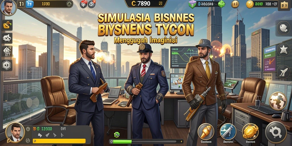 Tampilan gameplay C7890 dengan elemen manajemen bisnis yang menarik.