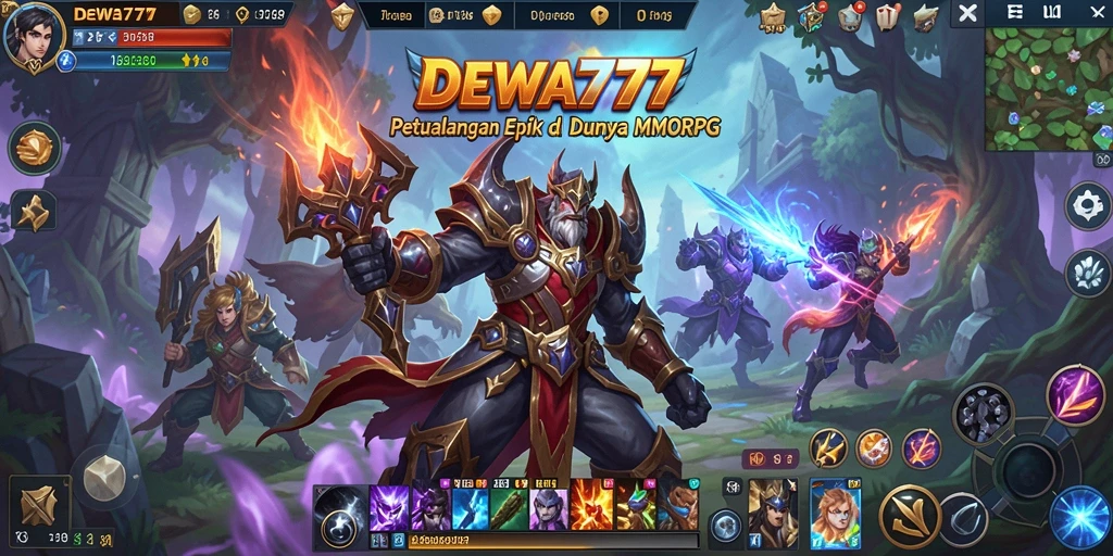 Tangkapan layar gameplay DEWA777 yang menampilkan pertarungan epik dalam MMORPG.