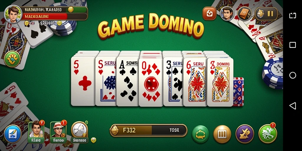Tampilan menarik dari gameplay seru F32 dalam permainan Domino.