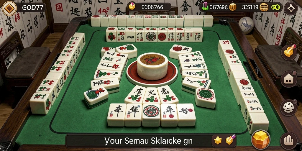 Tampilan gameplay Mahjong yang menarik dan interaktif dari GOD77.