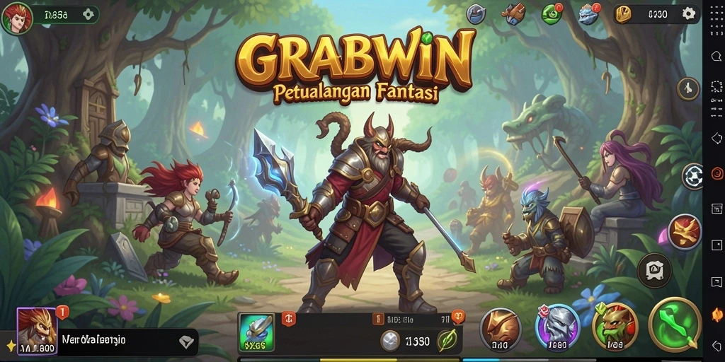 Tampilan gameplay menonjolkan aksi pertarungan yang epik dalam GRABWIN.