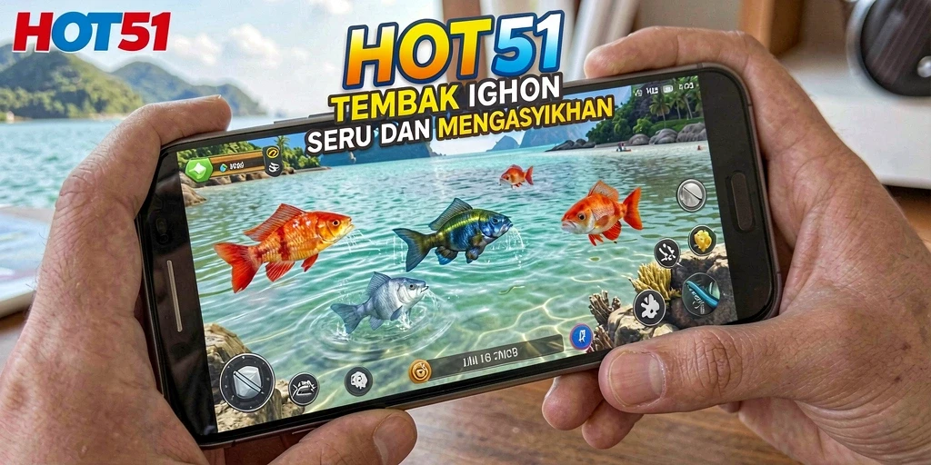Screenshot HOT51 menampilkan aksi seru menembak ikan.