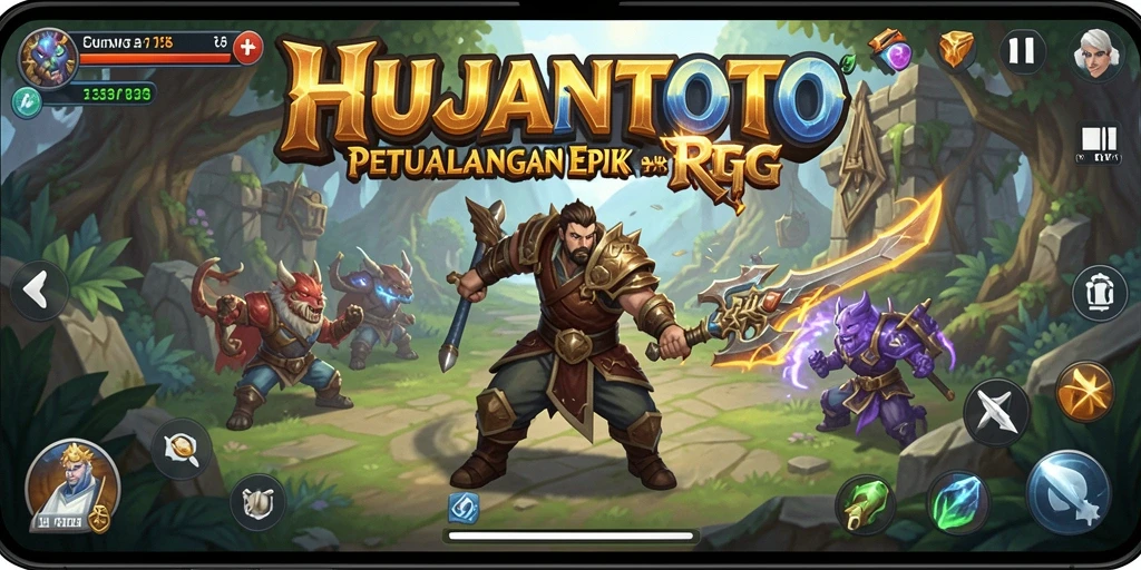 Tampilan gameplay seru dalam HUJANTOTO, penuh aksi RPG.