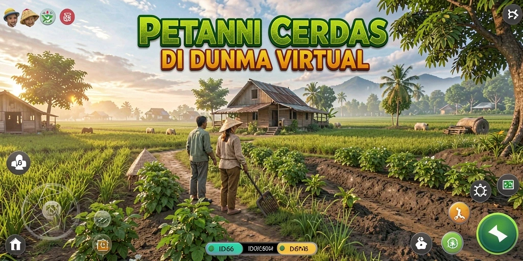 Tampilan gameplay <strong>ID66</strong> dengan petani yang sedang memanen hasil pertanian.