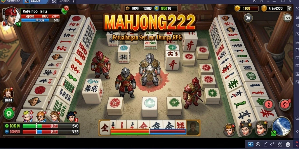 Tangkapan layar gameplay MAHJONG222 menunjukkan pertarungan mendebarkan dan karakter unik.