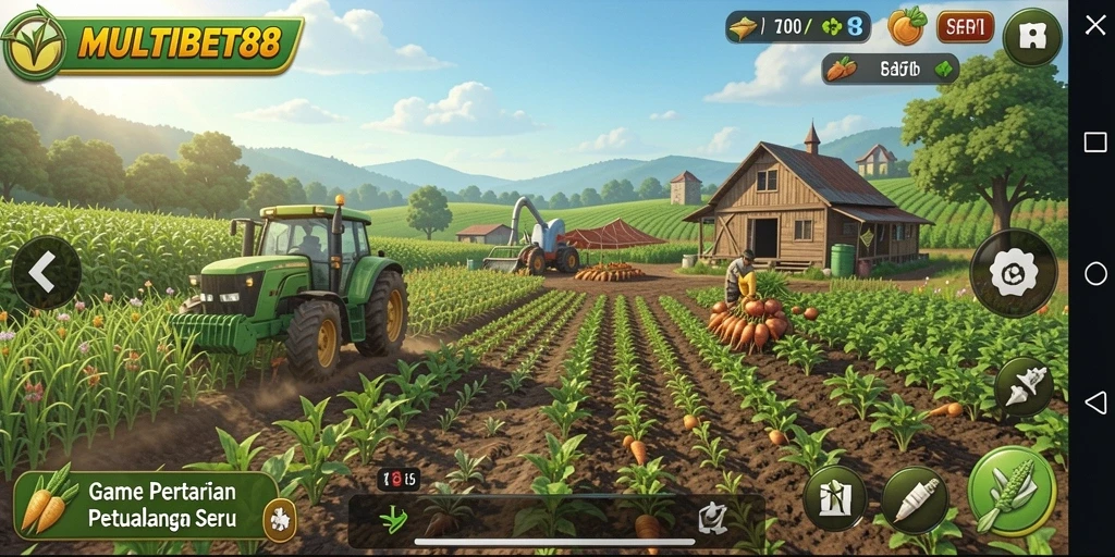Tampilan menarik dari game pertanian MULTIBET88 dengan ladang yang subur.