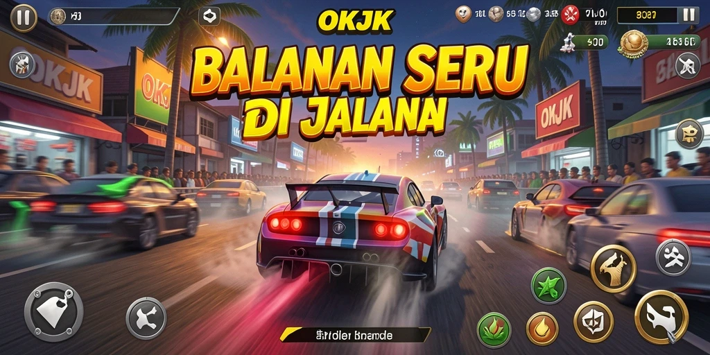 Gameplay balapan yang seru dan mendebarkan di OKJK.