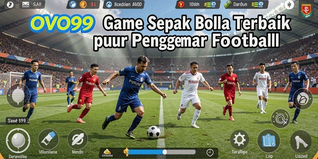 Screenshot OVO99 menunjukkan aksi seru permainan sepak bola.