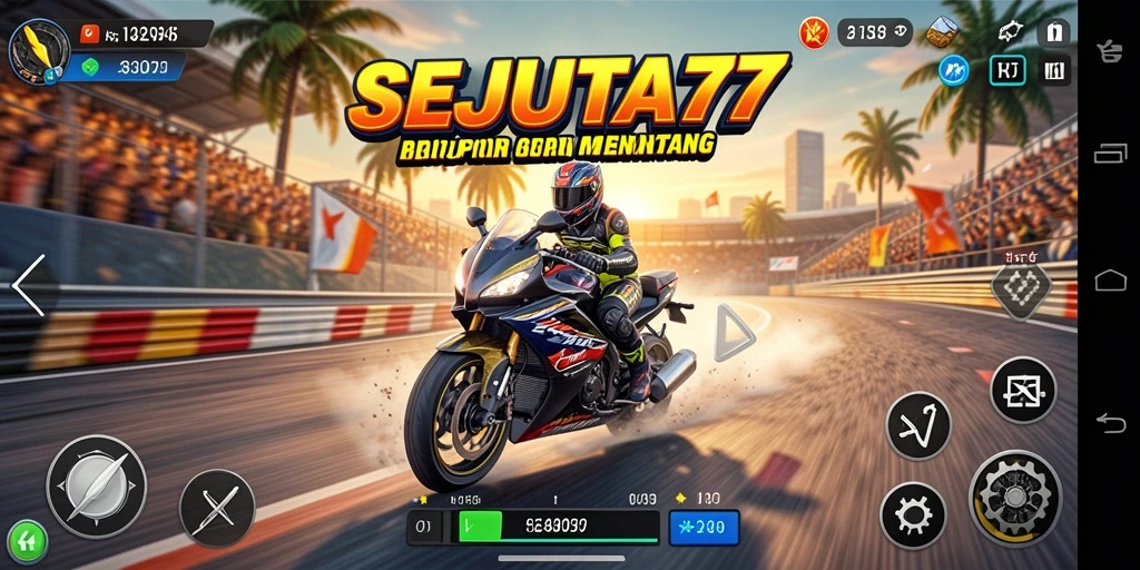 Tampilan utama gameplay SEJUTA77 dengan aksi balapan yang mendebarkan.