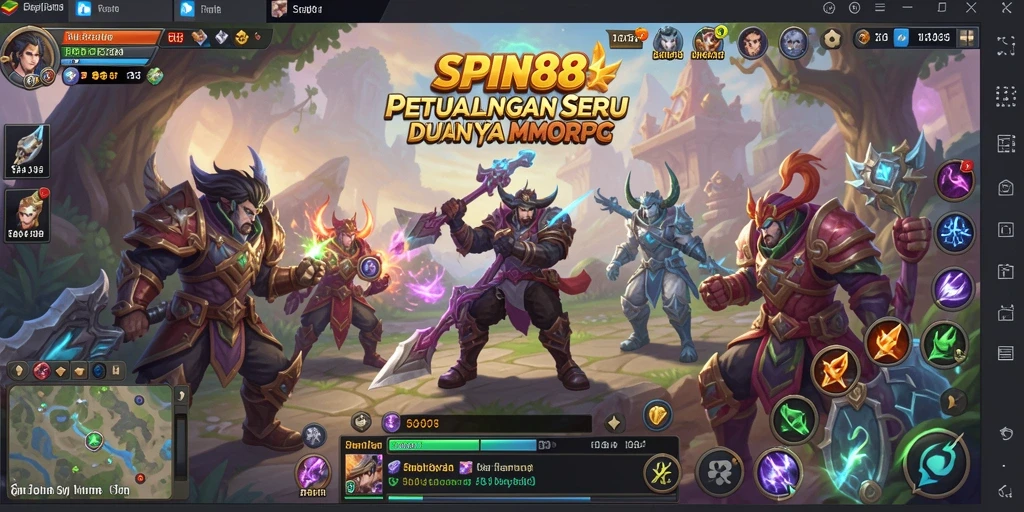 Tampilan screenshot utama SPIN88 menampilkan pertarungan seru di dunia MMORPG.