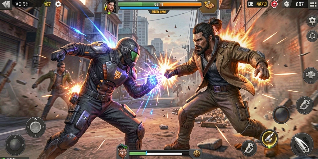 Screenshot menampilkan aksi intens dalam gameplay V07 yang penuh tantangan.