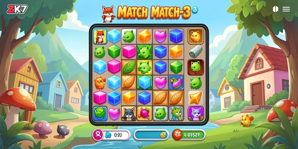 Tampilan gameplay ZK7 yang menarik dan penuh warna.